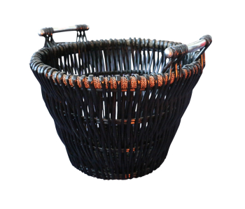 Round Dark Wicker Log Basket